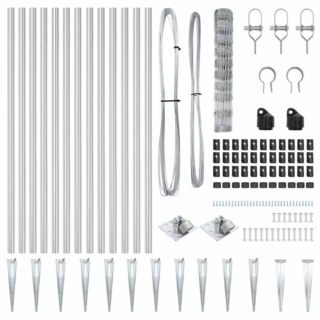Wildzaun Silber 50 x 1 m Verzinkter Stahl